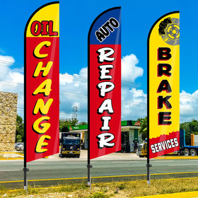 Hahafelt install-ready shop flag display simplifies outdoor advertising for busy shops.