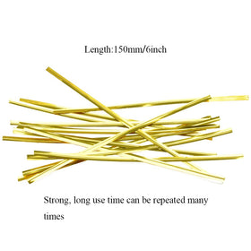 HAHIYO foil-wrapped wire ties offer rugged, reusable closures.