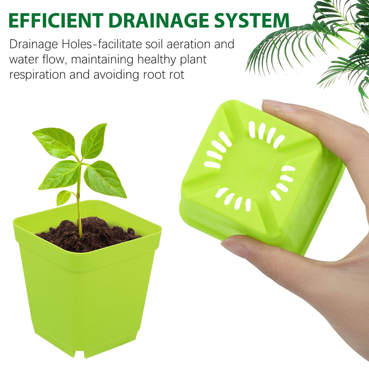 Hahood blue 3 inch square planter with pallet for balcony display