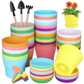 Hahood 36-pack colorful pots with trays for vibrant home garden displays.
