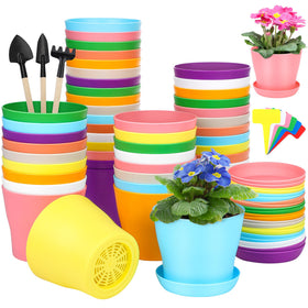 Hahood 48-pack plastic planters, top view, ideal for seedling starters
