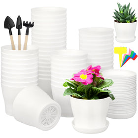 Hahood 48-pack plastic planters with 4-inch openings for seedlings and organization