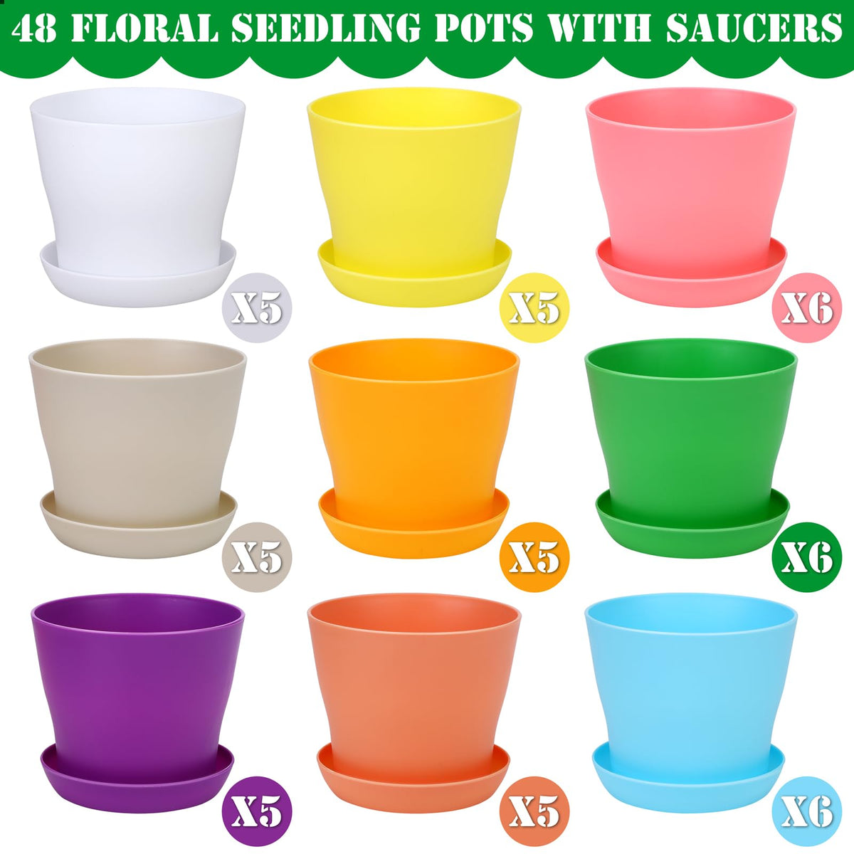Hahood multicolor planters with saucers brighten spaces and simplify watering
