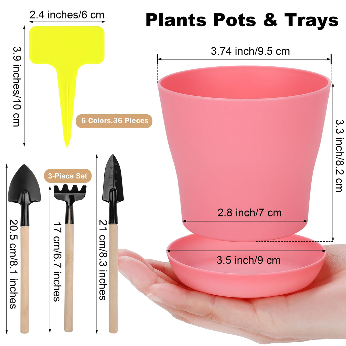 Hahood pot with 9.5 cm top diameter and 8.2 cm height for seedlings.