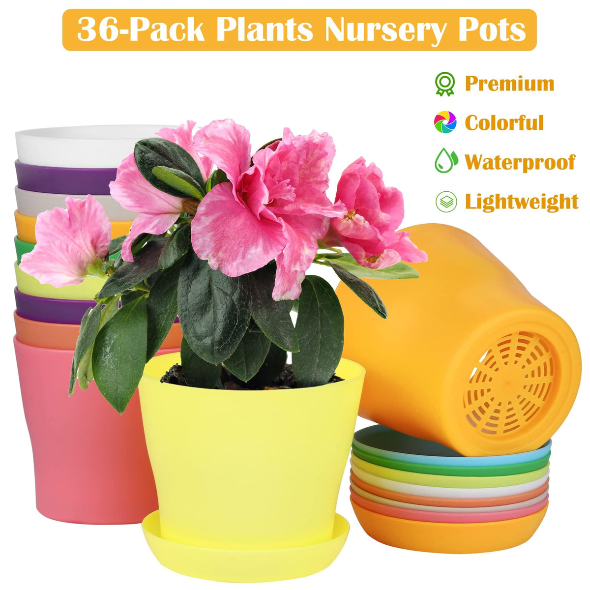 Hahood durable resin plastic pots, lightweight and non-toxic.