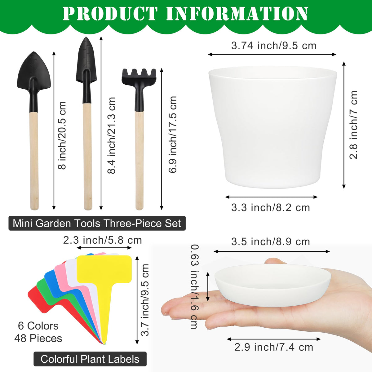 Hahood white pot set with matching saucers for tidy plant care