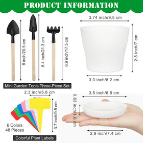 Hahood white pot set with matching saucers for tidy plant care