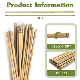 HAINANSTRY bamboo stake 25pcs pack ideal for indoor and outdoor garden setups.