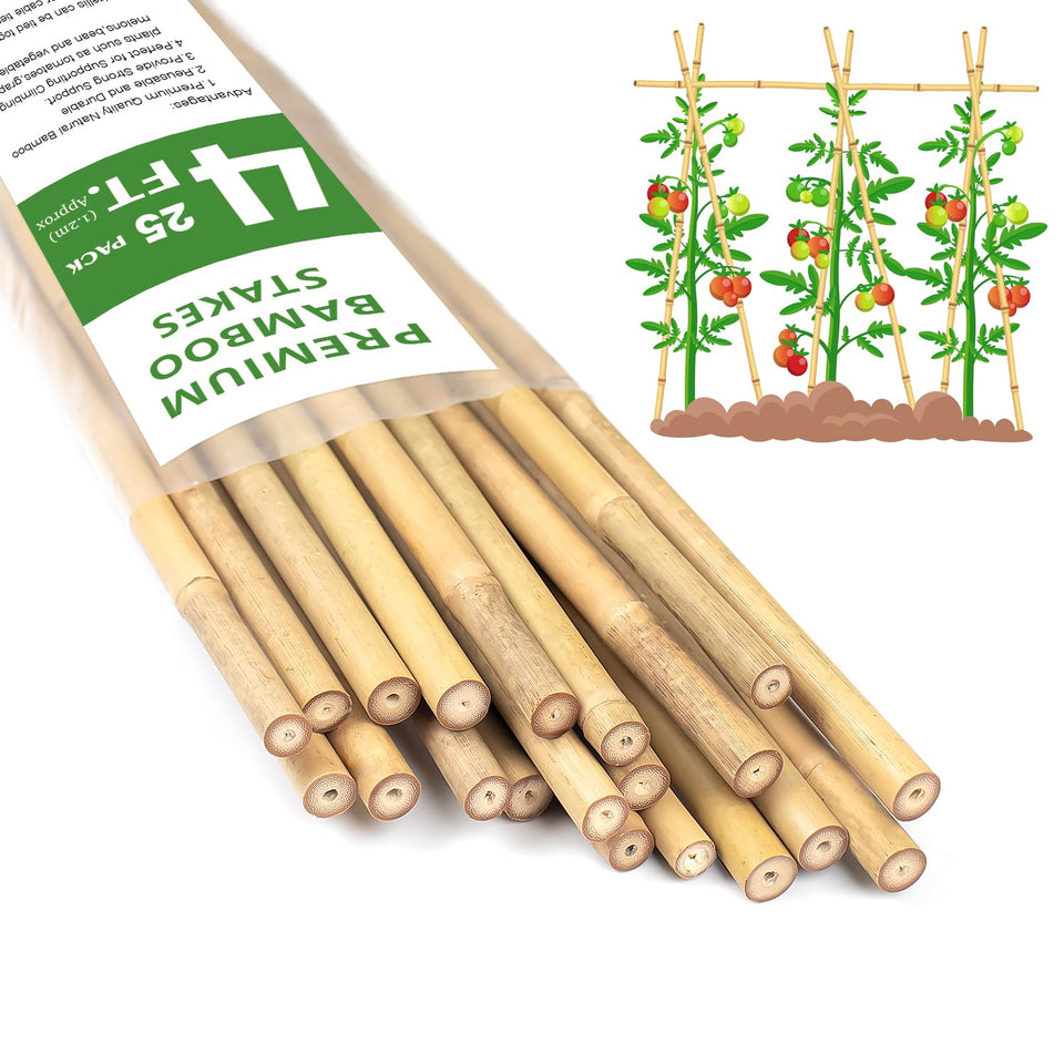 HAINANSTRY 4ft bamboo stakes packaged for garden support.