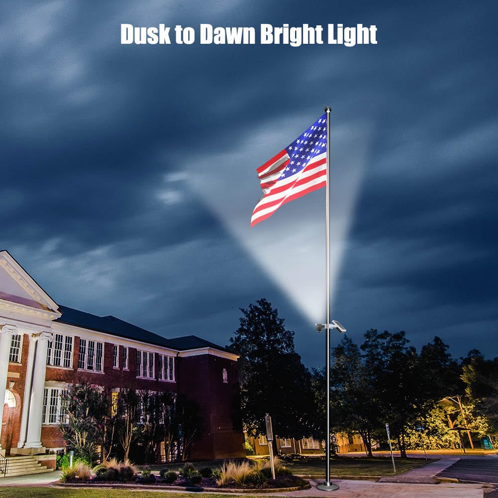 Hainee solar panel powering the flag light for long-lasting charging