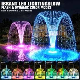 HaiNova floating fountain in a pond with 33 ft cord for flexible placement