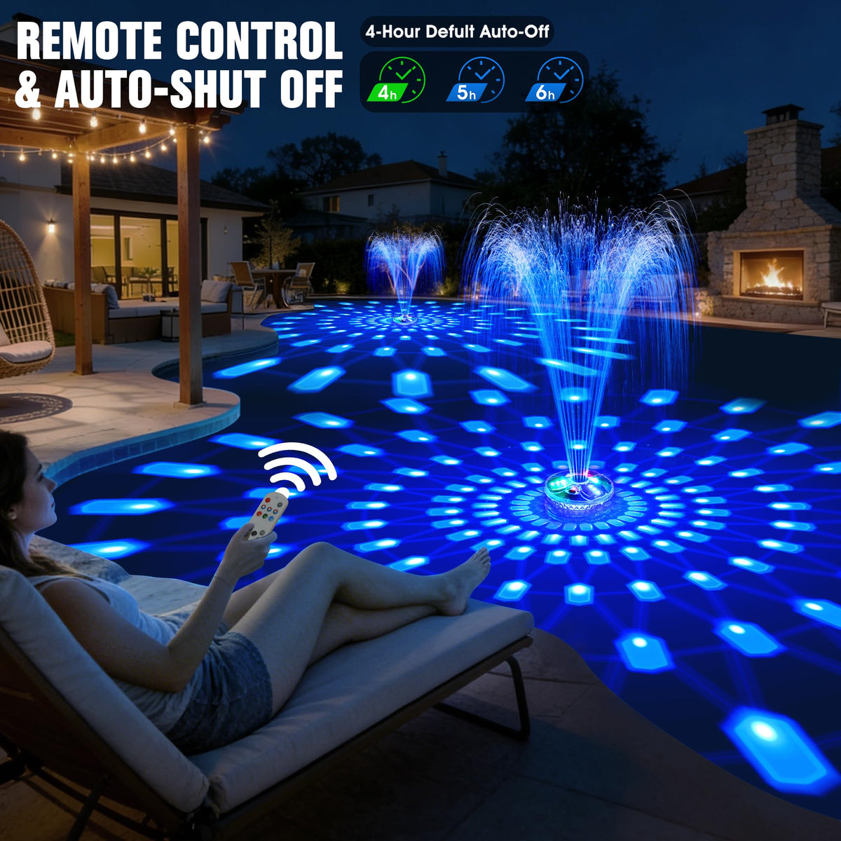 HaiNova four point three feet spray fountain creating a dramatic water display.