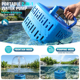 HaiNova pond filter pump with three nozzles showing versatile patterns for pond styles.