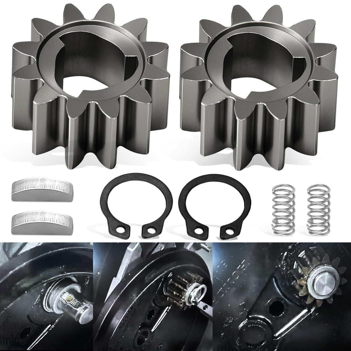 Haiouus 12-teeth gear kit box for HD mowers, ready for easy replacement.
