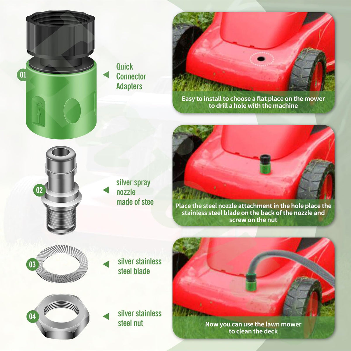 Haiouus deck wash heads and nozzles ready for versatile maintenance