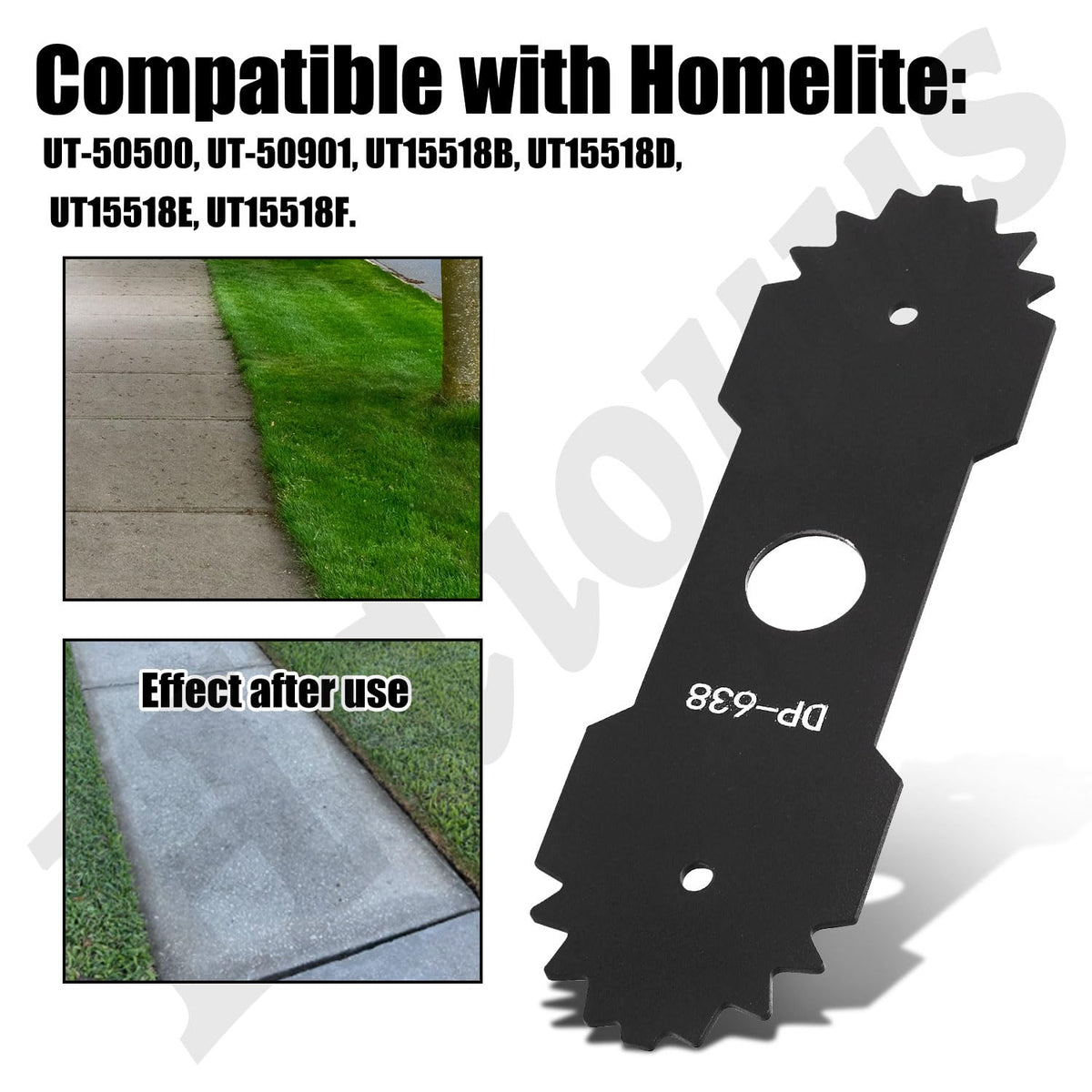 Haiouus compatibility chart showing Homelite and Ryobi edger models with 1 inch center hole.