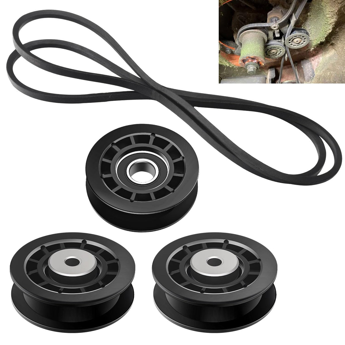 Haiouus pulleys kit fitted to Husqvarna L321AHX AWD for smooth belt drive.