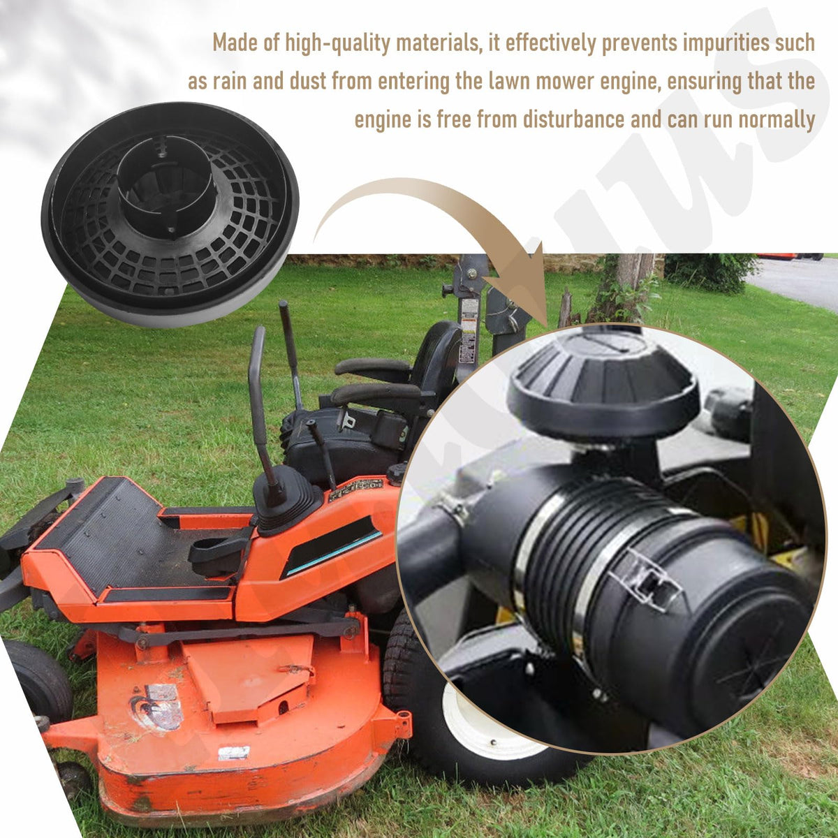 Haiouus rain cap on mower engine keeps rain out during use