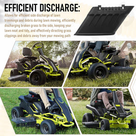 Haiouus side discharge chute for RY401017VNM improves debris management during mowing.