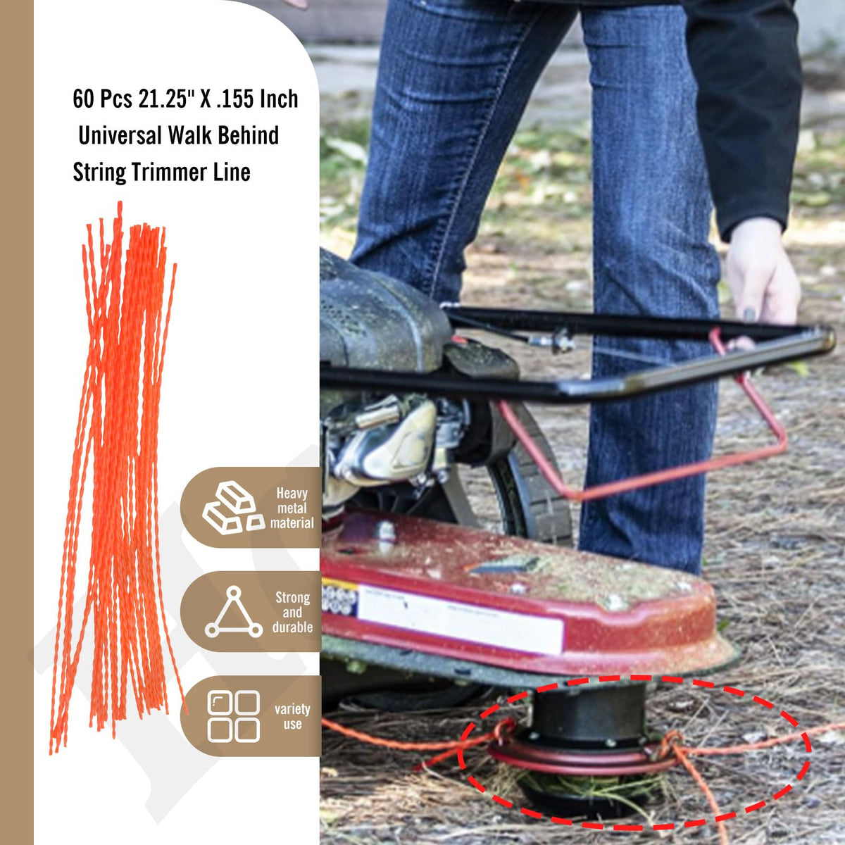 Haiouus trimmer line in action on a well-kept lawn edge.