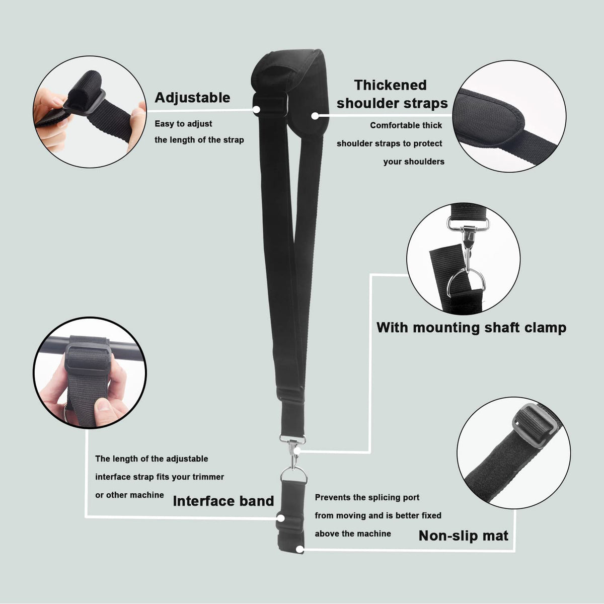 Haiouus strap fits Ego Power+ 56V multi-head systems for easier handling.