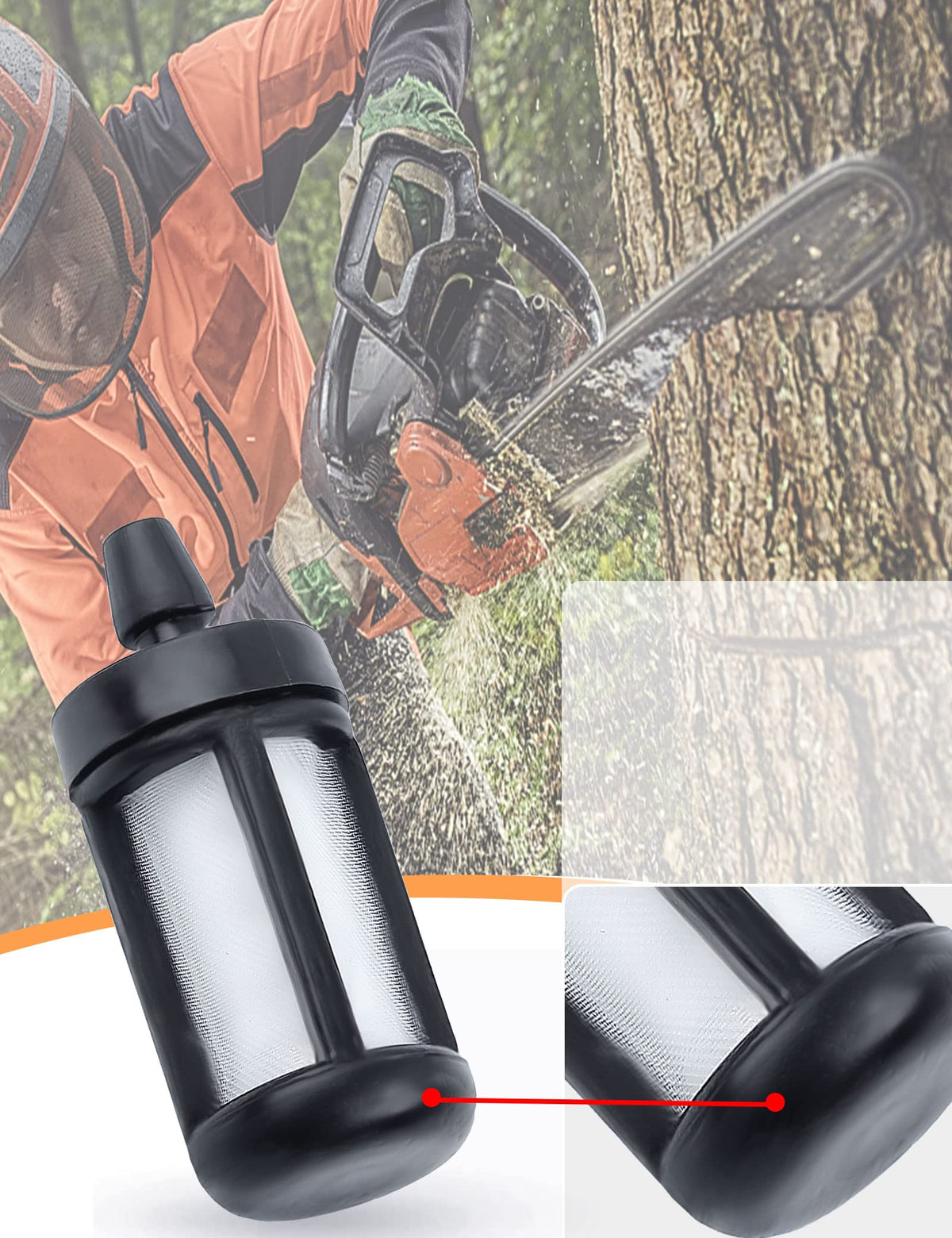 HAISHINE fuel filter closeup shows rugged construction for long-lasting fuel filtration.