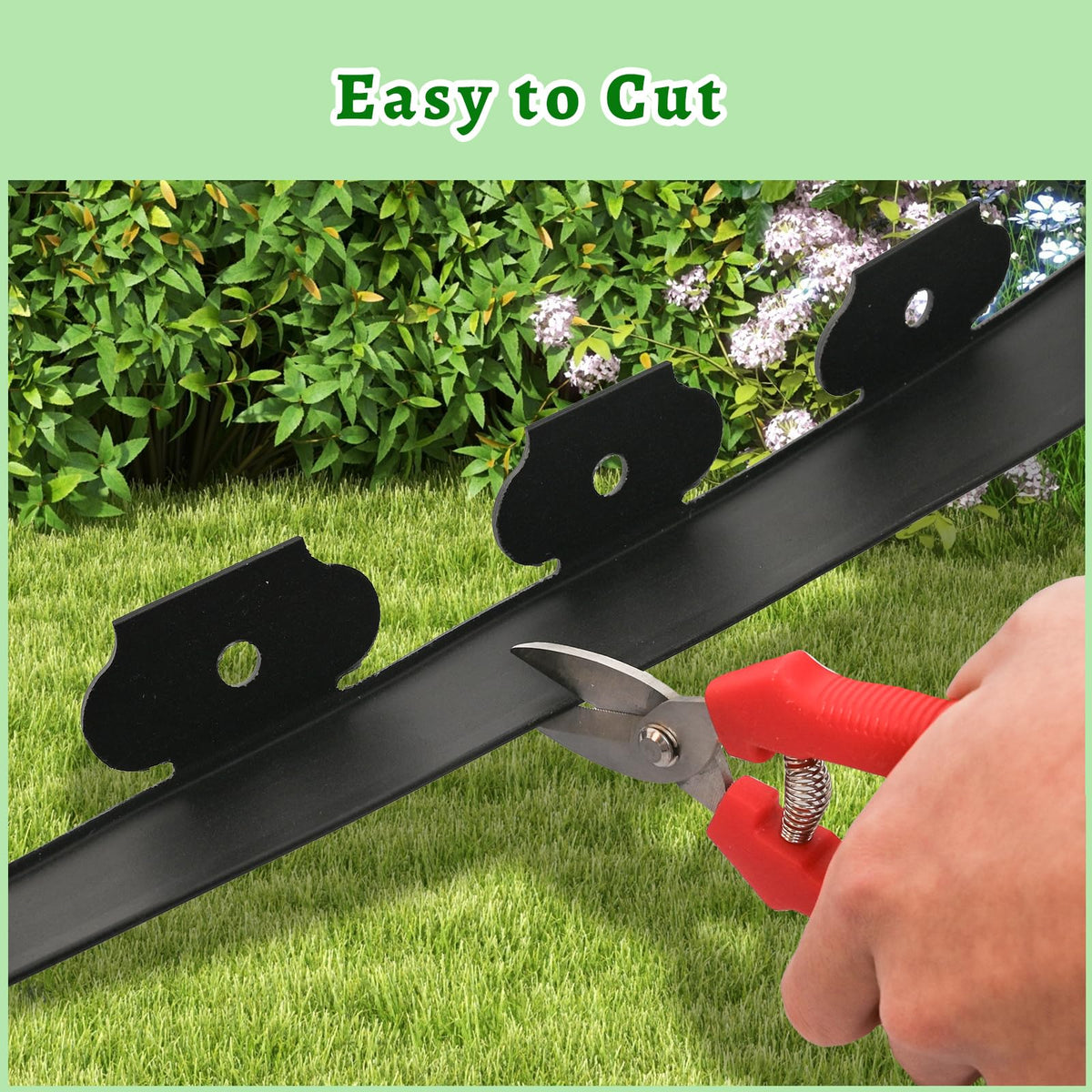 Haisiey edging stake installation shows how to hammer spikes for secure setup.
