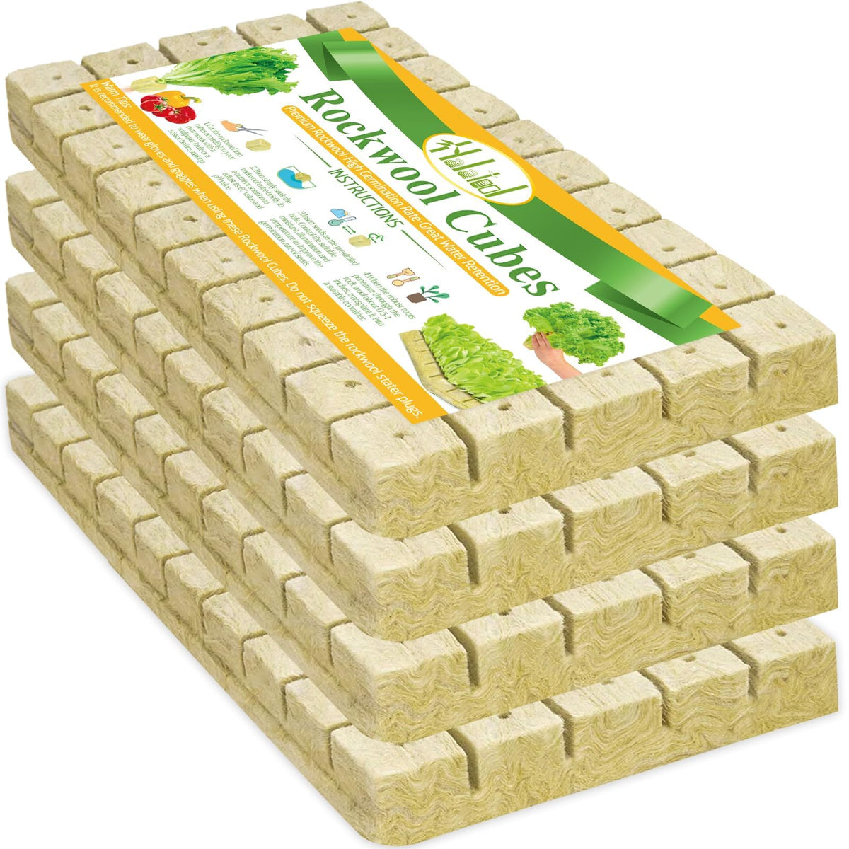 Halatool 1inch rockwool cubes close-up showing uniform texture for reliable germination.