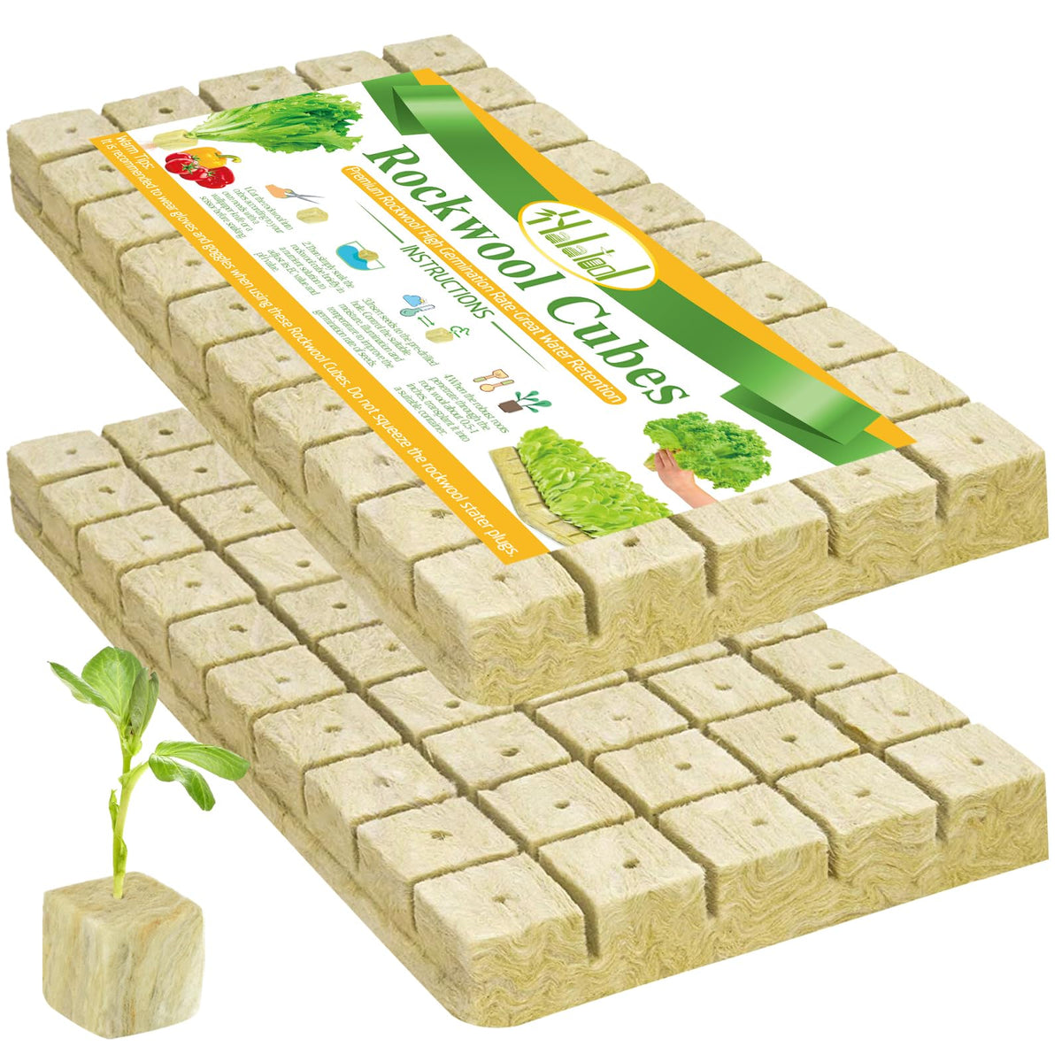 Halatool 1inch rockwool cube seed starter for germination with moisture retention.