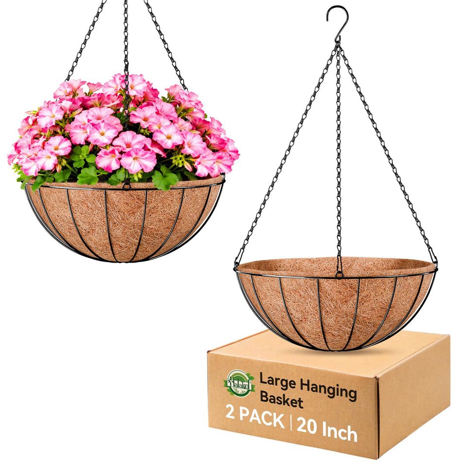 Halatool 20-inch hanging planter outdoors, spacious display for lush plants.