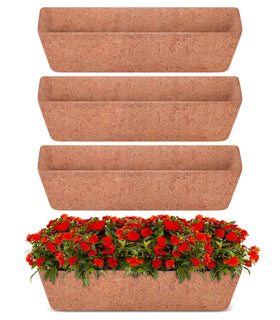 Halatool 24-inch window box liner in natural coconut coir for durable, breathable planter setups.
