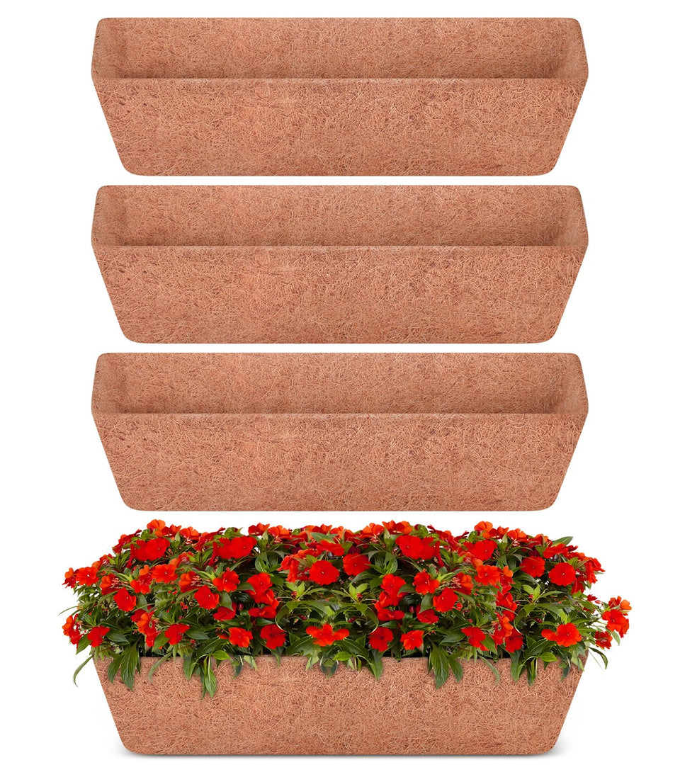 Halatool 24-inch window box liner in natural coconut coir for durable, breathable planter setups.