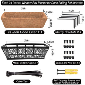 Halatool 24-inch metal railing planter ready to mount on balcony or fence.