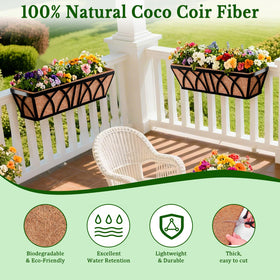 Halatool 24-inch coir liner for railing planter supports natural drainage and easy installation.