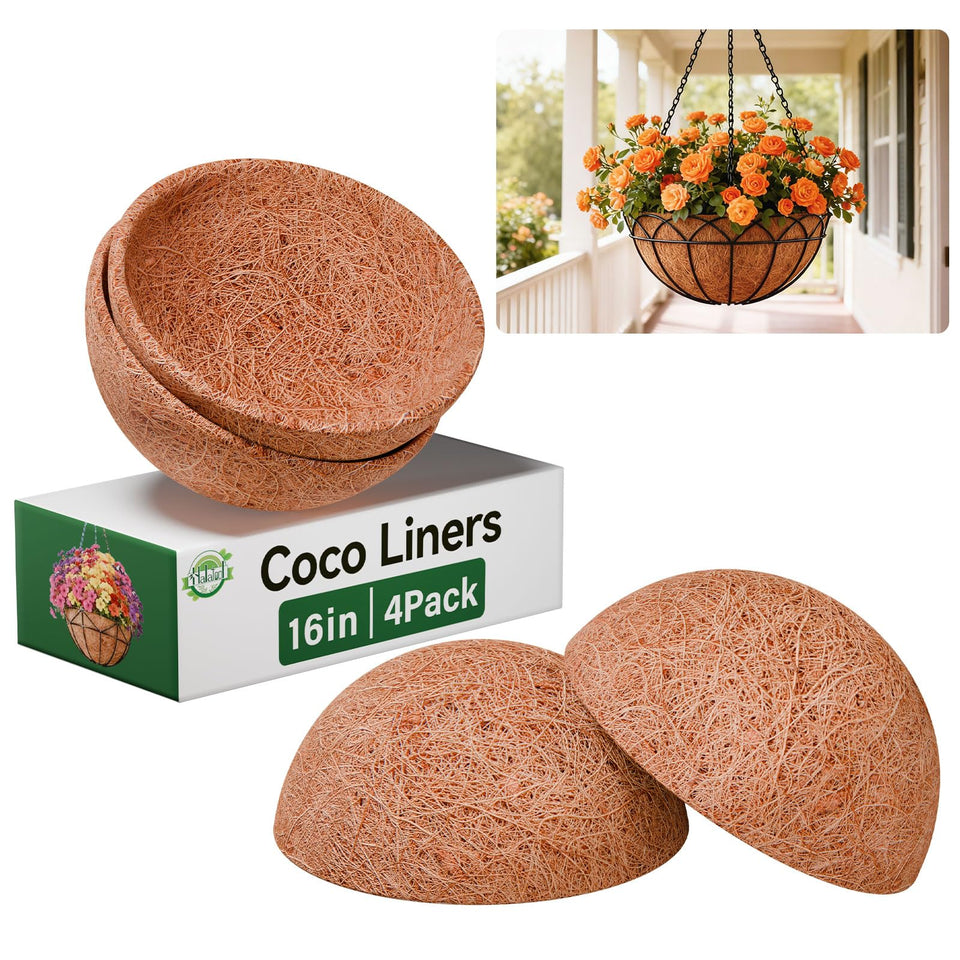 Halatool 4pack 16in round coco coir liners for durable planter use