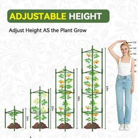 Halatool 8-pack tomato cages provide scalable height for growing tomatoes.