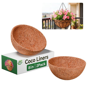 Halatool 8-inch round coco liner for hanging baskets supports vibrant plants
