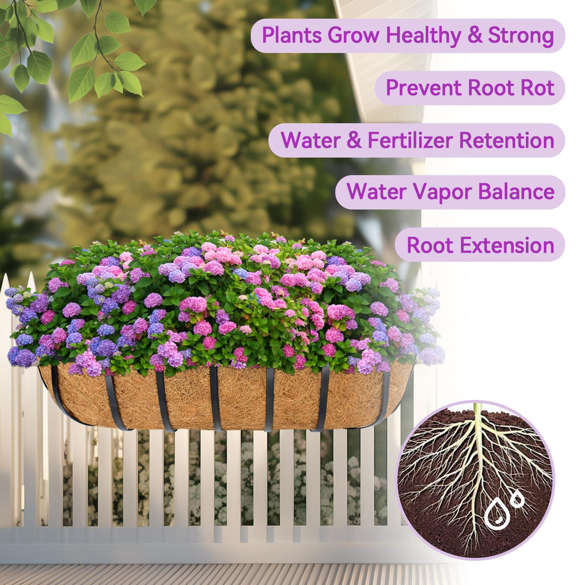 Halatool breathable liner maintains moisture, aiding consistent humidity for plants