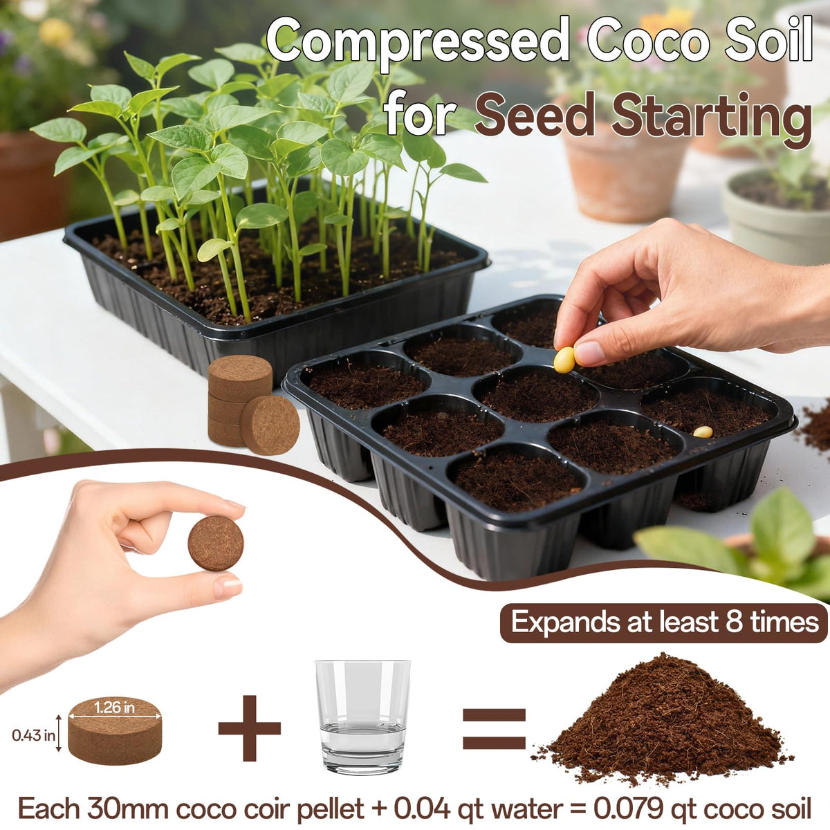 Halatool Coco Coir Pellets before water expansion, ready for quick planting prep.