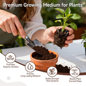 Halatool coco coir pellets showing airy texture for strong root growth.
