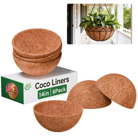 Halatool coco-fiber liner, 14-inch round, breathable and soil-friendly for containers.