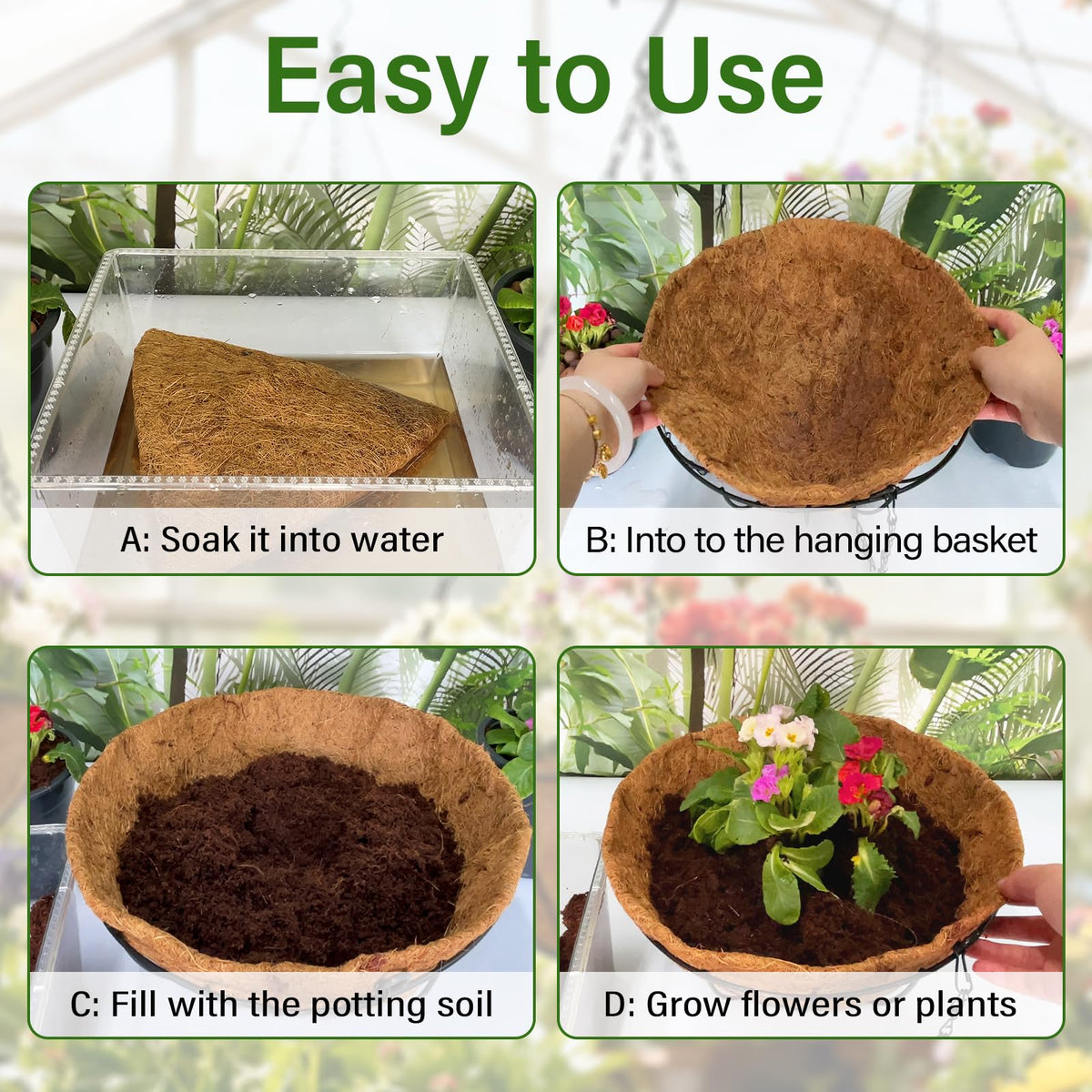 Halatool coco fiber liner hanging basket 8in elevates decor for plants.