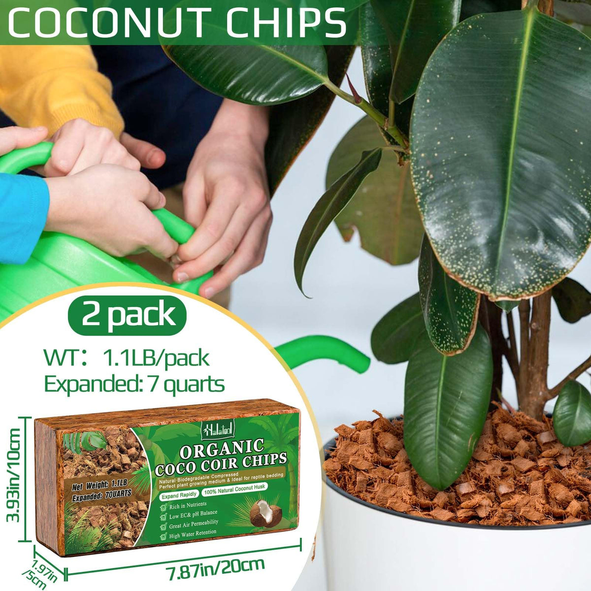 Halatool coco husk chip closeup shows natural fiber texture