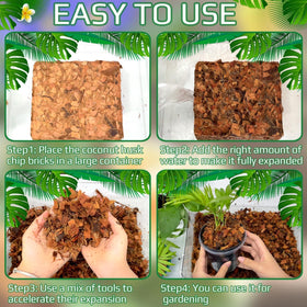 Halatool coco husk chips promote drainage and aeration in pots.