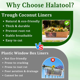 Halatool 24-inch coir liner for planter box eases maintenance and enhances greenery.