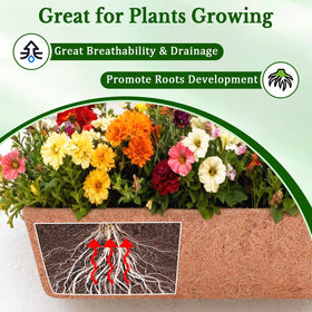 Halatool coir liner for planting trough keeps soil airy and reduces root compaction.