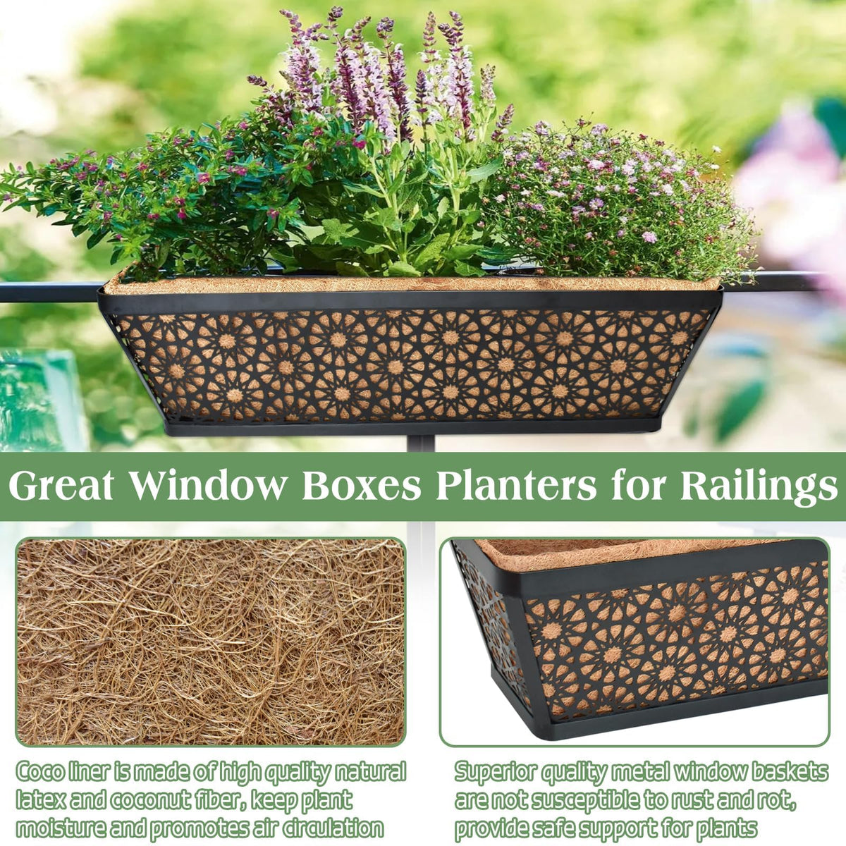 Halatool rust-resistant coating protects planters from wind and sun exposure.