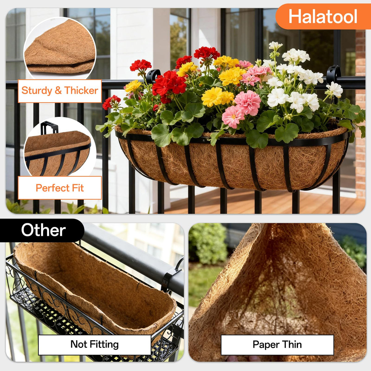 Halatool eco-friendly compostable liner blends with garden aesthetics.