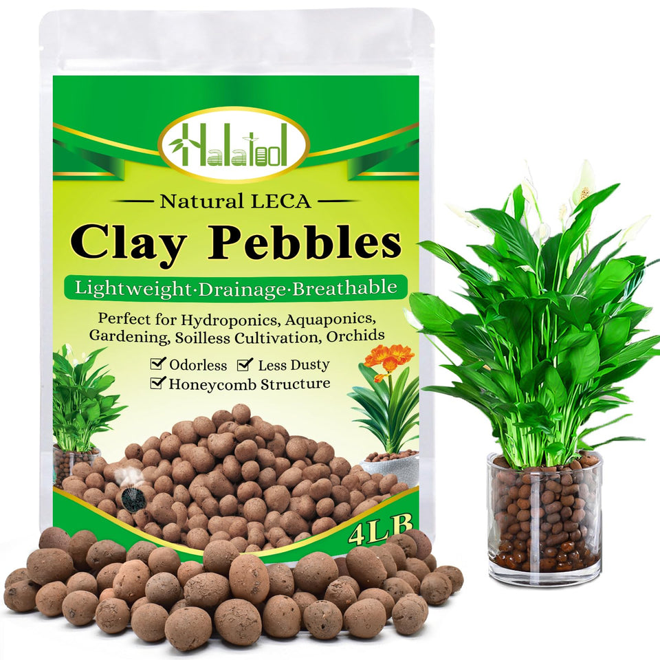 Halatool LECA pebbles bag close-up for clean, ready-to-use hydroponics media.