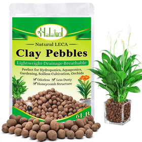 Halatool LECA pebbles close-up showing 4-16 mm sizing for versatile root aeration.
